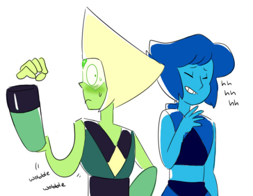 angeban:  This is the second comic I’ve drawn with Peridot being flustered and Lapis laughing at her, I think I have a problem 