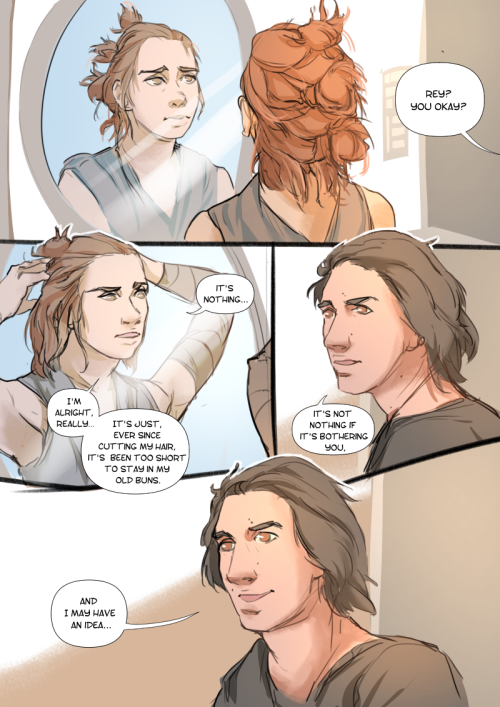 michelleaneousart:another prompt from twitter: reylo hair braidingI love this trope, so I felt compe