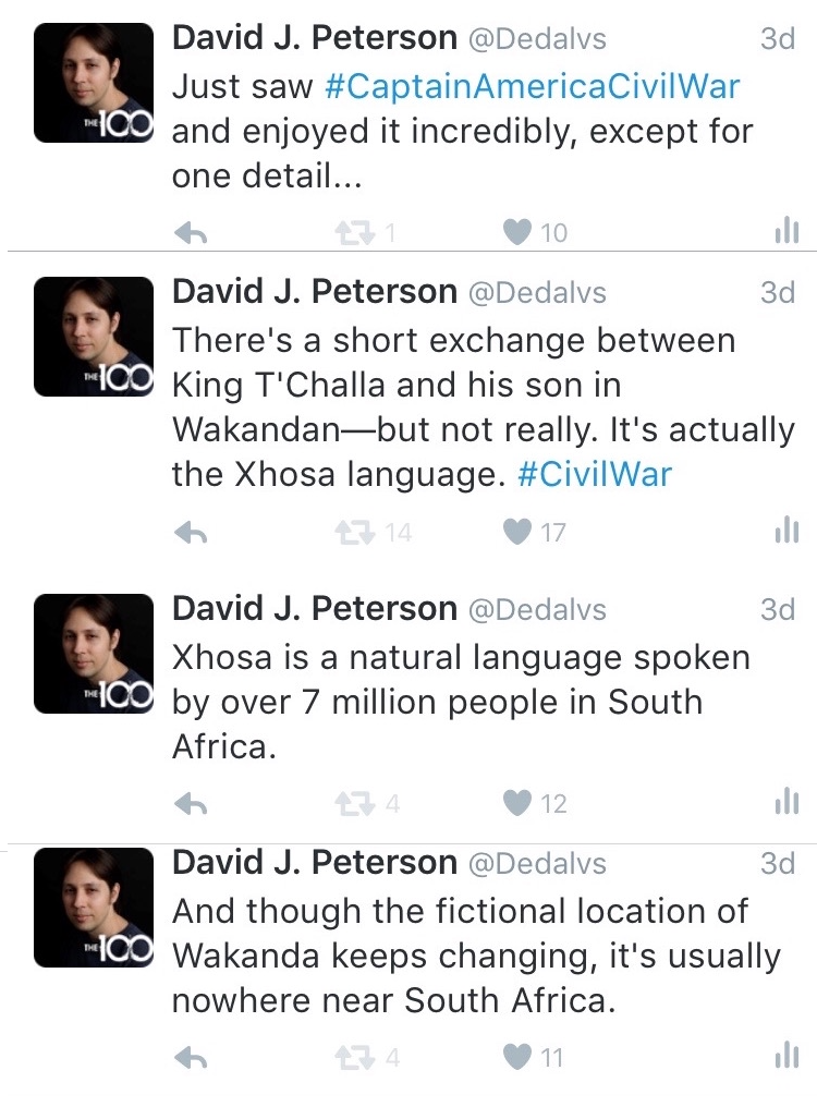 dedalvs:  My thoughts on using the real South African language Xhosa as the fictional