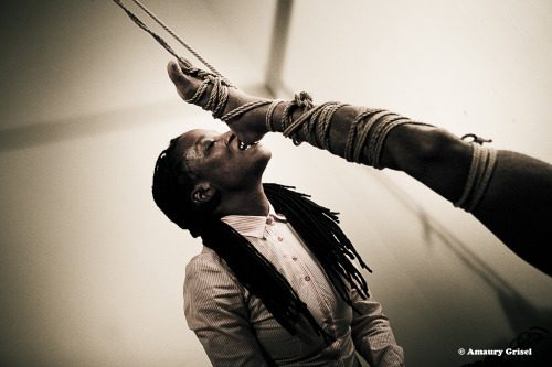 amaury-grisel-shibari: Ropes &amp; Union-Jack Caritia and Bishop Black performing at Place des Cord