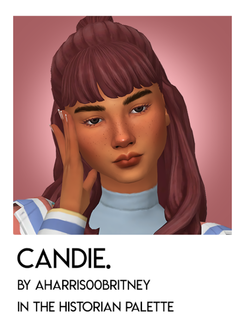 candie by @aharris00britneyinfo:28 add-on swatches in serindipitysims’ historian paletterequir