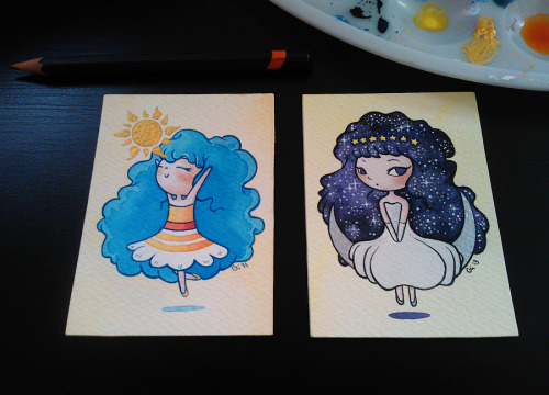 My first ACEO cards (Art Card, Editions and Originals), &ldquo;Lighty&rdquo; and &ldquo;