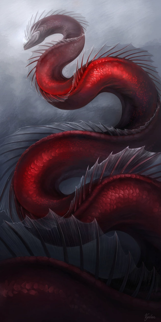 dailydragons:  The Midgard Serpent by Caroline Lahaise (DeviantArt)