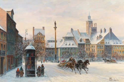 &ldquo;Winter in Warsaw, Poland&rdquo;, by Władysław Chmieliński (1911-1979)