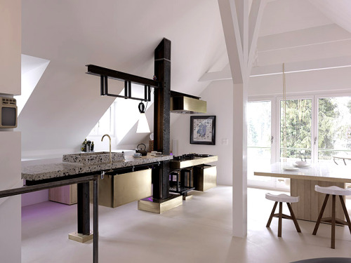 {The first photo is of Tom Dixon’s Dock Kitchen, which is a restaurant in London whose kitchen