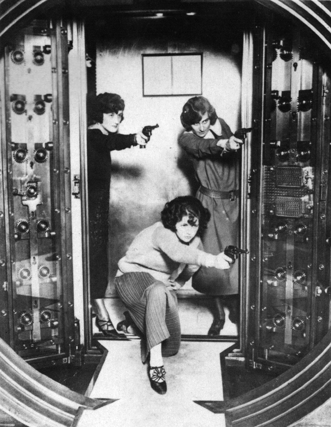 updownsmilefrown: Female workers practice protecting the main vault of the strong