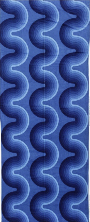 spacecamp1: Verner Panton, Vintage “Kurve” Textile in Blue