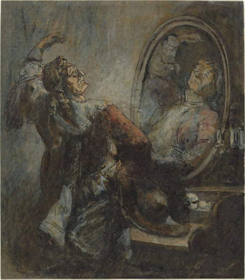 drakontomalloi:Honoré Daumier - Actor Posing in Front of a Mirror. N.d., around 1870s