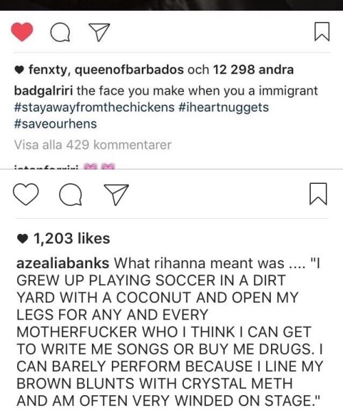 dilfweed:siashells:Quick rundown of Rihanna’s dragging of Azealia Banks today (January 29, 201