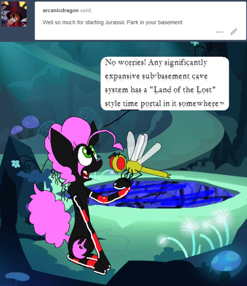 darkfiretaimatsu:Fortunately, nothing larger than insects have come through. Although, considering the size of many prehistoric insects, that can still be a problem~ Portals are a natural occurance in magical caves. Be on the lookout for them~x3