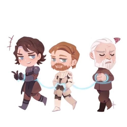skiiiland: something about TCW &amp; obikin 之前补星战时画的一点涂鸦