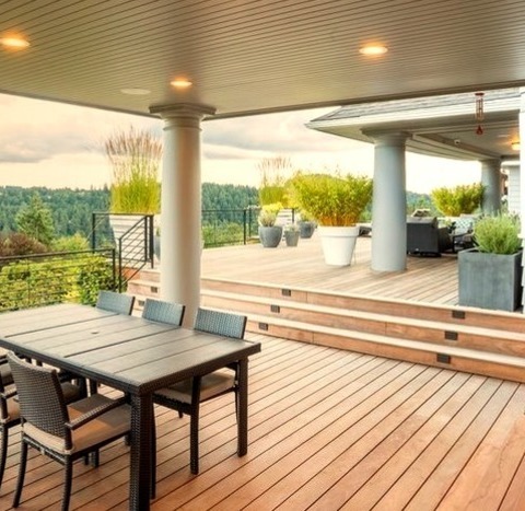 Portland Roof Extensions DeckLarge Backyard With A Transitional Outdoor Kitchen Idea For An Outdoor Kitchen