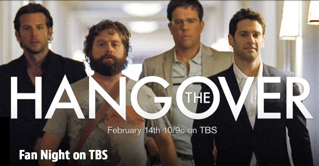 Fan Night on TBS
Have a favorite scene from The Hangover? Show us. Submit your video reenactment for a chance to have it aired during the movie next Friday at 10/9c on TBS!
Click here for more details.