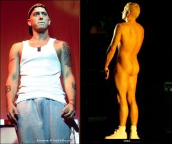 lamarworld:  Rapper/actor Eminem has a bubble butt &amp; nice dick