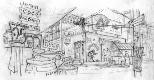 Some concepts and sketches exploring the streets of Coco