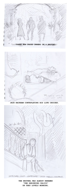 Some wip pics for that old art where The Ranger’s crew buys the Nassau brothel and Vane and An