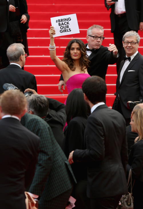 celebstarlets:  5/17/14 - Salma Hayek at the “Saint Laurent” Premiere during the 67th Annual Cannes 