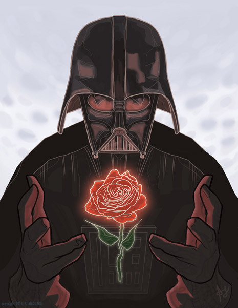 modhero:  PJ McQuade brings the love. Valentines Day cards on Etsy. Karate Kid @ Bottleneck Ode To Geek monster mash-up at the Geek Art Generation show.
