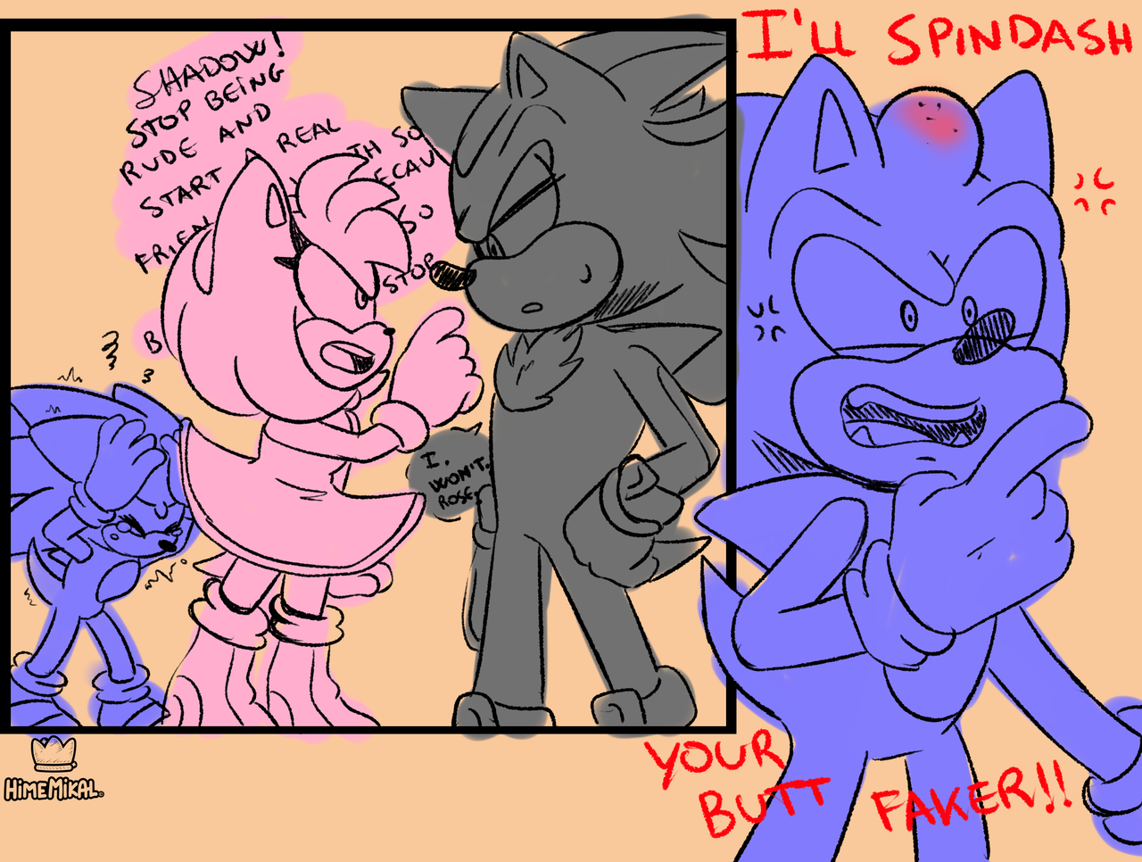 Shadow Sonic & Amy's Threesome Thrill (Sonic Comic Dub) 