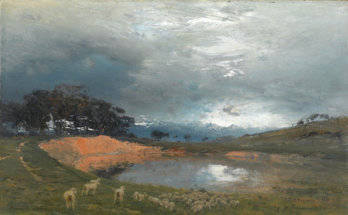 myfairynuffstuff:Ivan Pokhitonov (1850 - 1923) - Biarritz before the Storm. 1891. Oil on wood.