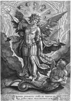 Hieronymus Wierix - The Archangel Michael Triumphing over Evil (1584)