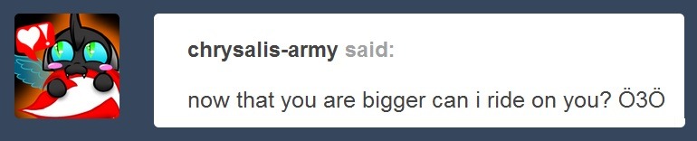asklittleapplebloom:We are leaving &gt;w&lt; Choo chooo! (asked by @chrysalis-army)x3
