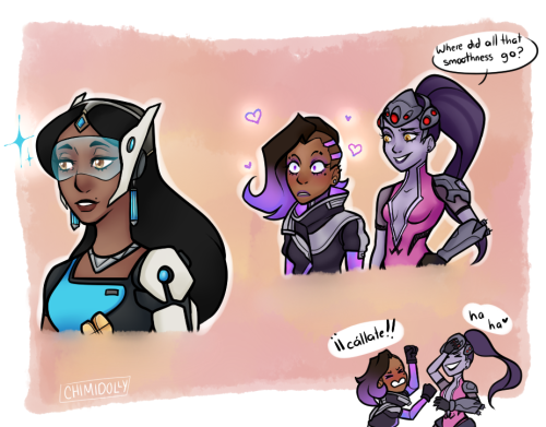 zenyanyas: Sombra is gay for Symmetra and Widow is there to tease her 