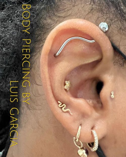 Healed photo of a fun custom bent industrial I did quite a while back. Client came in to order some 