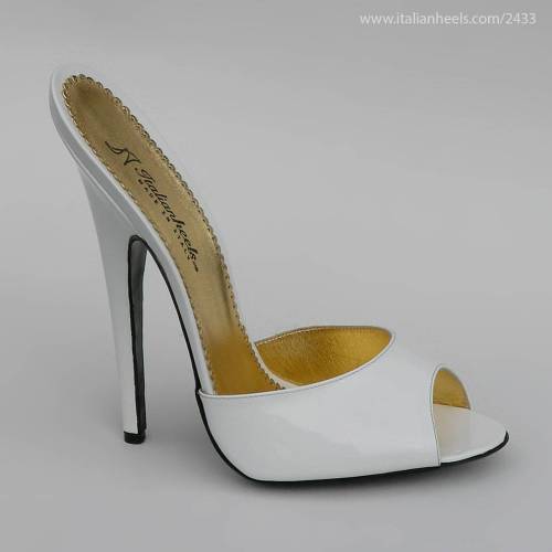 White leather 6inch high heels mule slippers. www.Italianheels.com/2433 #highheels #heels #italianhe