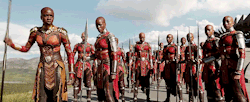 theavengers:  “The Dora Milaje are women who pledged their lives to the throne and to the security of the kingdom. My character, Okoye, is the general of the armed forces as a whole. The Dora have a way of fighting that was supposed to be inspired by