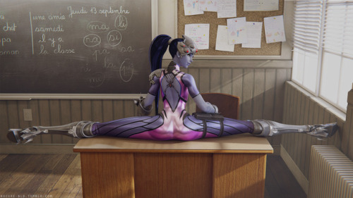 nocure-bld: Widow Split SFW 4K A sfw version of my widowmaker split pose, as requested by Anon. Enjoy :) Everyone can enjoy this render in 4K, just click the 2nd link.  Download 1080 Download 4K Download .blend  Come chat on Discord :D Consider checking