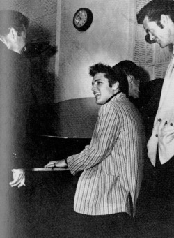 elvisanddenise:  Elvis Hoyt Hawkins and junior smith during jailhouse rock recording sessions 