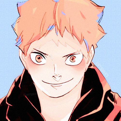 katsukes:日向 翔陽, for julia @naoamaya​ ♡[ID: 6 edits of Hinata from Haikyuu!! The first image shows hi