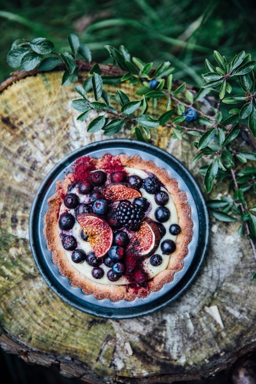 sweetoothgirl:  Gluten Free Mini Tarts w/ Vanilla Pudding, Blueberries and Figs