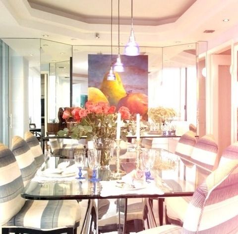 Miami Modern Dining RoomExample Of A Mid-sized Minimalist Marble Floor Enclosed Dining Room Design With