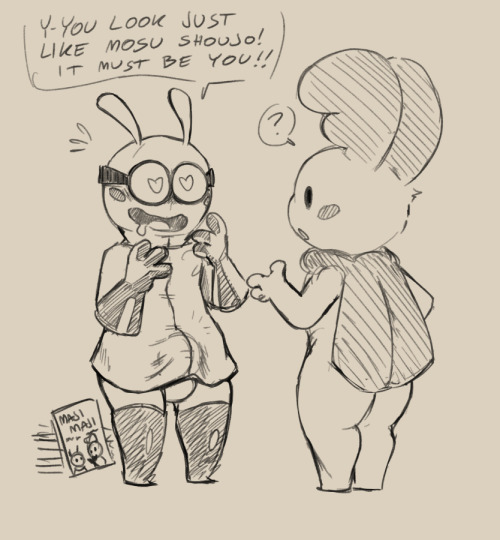 daftpatriot: Some doodles of Poindexter and Moth, inspired by a funny moment in the game.