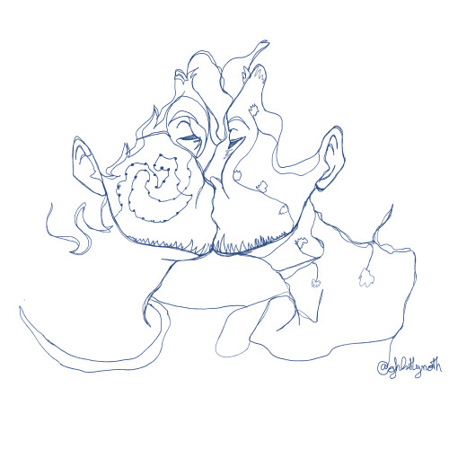 gh0stlymoth: [ID: digital drawing of Jon and martin from tma kissing. martin is a fat polish man and