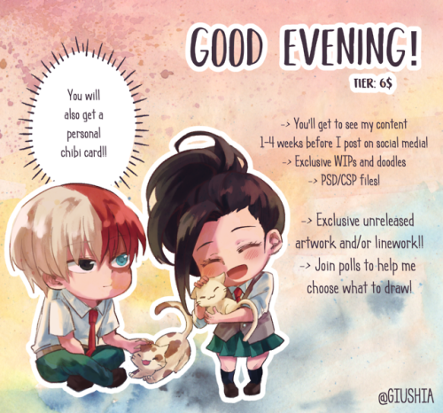 giushia: I updated some tiers and rewards on patreon so you are more than welcome to check it out!&n