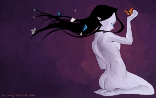 Felurian, of the fae and the twilight and the butterflies, from Wise Man’s Fear. :)