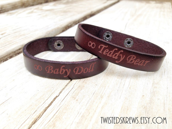 twistedskrews:  BDSM Custom Leather Engraved Cuff Bracelet Adjustable Daddy Babygirl