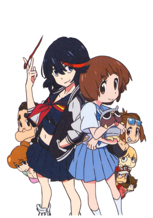 artbooksnat:Kill la Kill (キルラキル)Sushio’s rough sketch and finished piece for the Febri Vol. 21 Magazine cover. The rough sketch was featured in The Art of KLK Vol.2 while the finished art work came from the last page of the magazine. I don’t