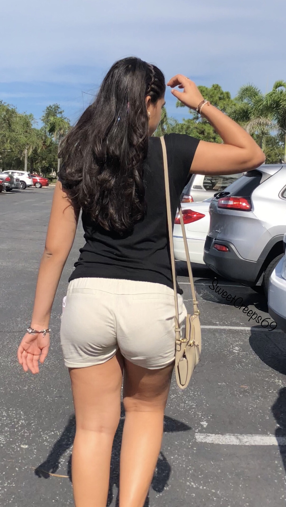 sweetcreepsofficial:  Big Booty Latina Teen Visible Panties 📸🍰Followed The