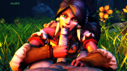 deadboltreturns:  Nidalee gets a little wild when she’s excited about getting some man meat. Sometimes she has to be reminded to watch her teeth. Note: So @mrsafety lucks out. He only asked for Nidalee to jerk off a cock with her mouth open ready to