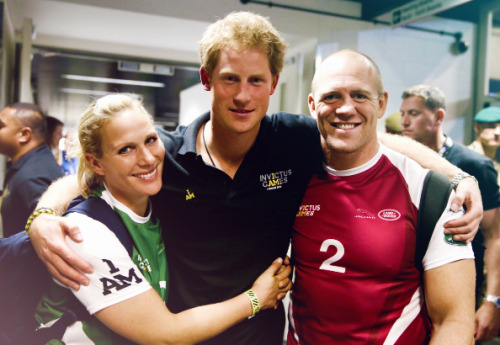 katemids:  Prince Harry, Zara Phillips and Mike Tindall pose for a photograph after competing in an 
