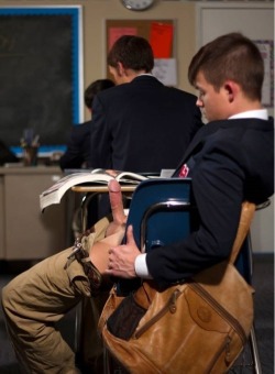 filthy-boy-hunter:  classroom wank in front of mates