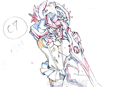 grimphantom:  artbooksnat:  Kill la Kill (キルラキル) animation layout corrections of Ryuko Matoi with Senketsu by Akira Amemiya (雨宮哲) working as the director for episode #3. Layouts showcased in Quarterly S Magazine (Amazon JP).   Awesome!