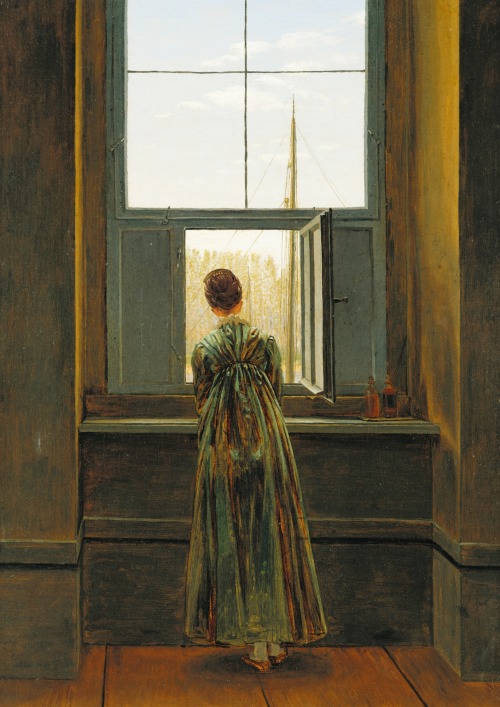labellefilleart:Woman at the Window, Caspar David Friedrich