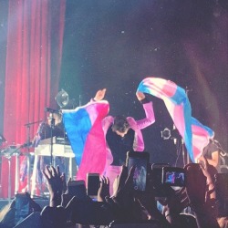 thedailystyles:  bridgetncraig: Harry ran around with a bi and trans flag today 