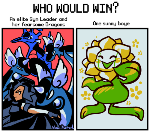 e-lodicolo: residentwinedad:  salty-blue-mage:   pokechampion:  pkmndaisuki:  bluwiikoon:   objectionftw:  bluwiikoon:  The answer may surprise you!  The answer shouldn’t surprise anyone. Sunflora is not that strong and has a mediocre move pool, meanwhile