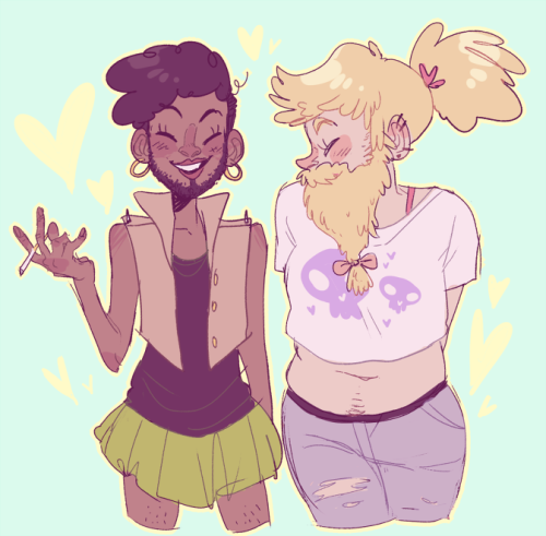 isicmagnus:drew some cute ladies with kick'n facial hair